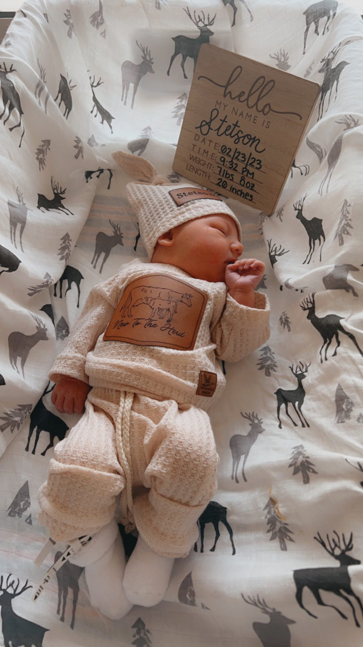 New To The Herd - Custom Leather Branded Newborn Set  - As Seen On Tik Tok