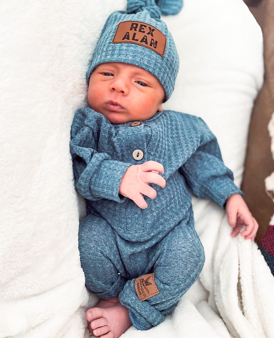 Custom Branded Newborn Sleeper Set  - Denim Pine