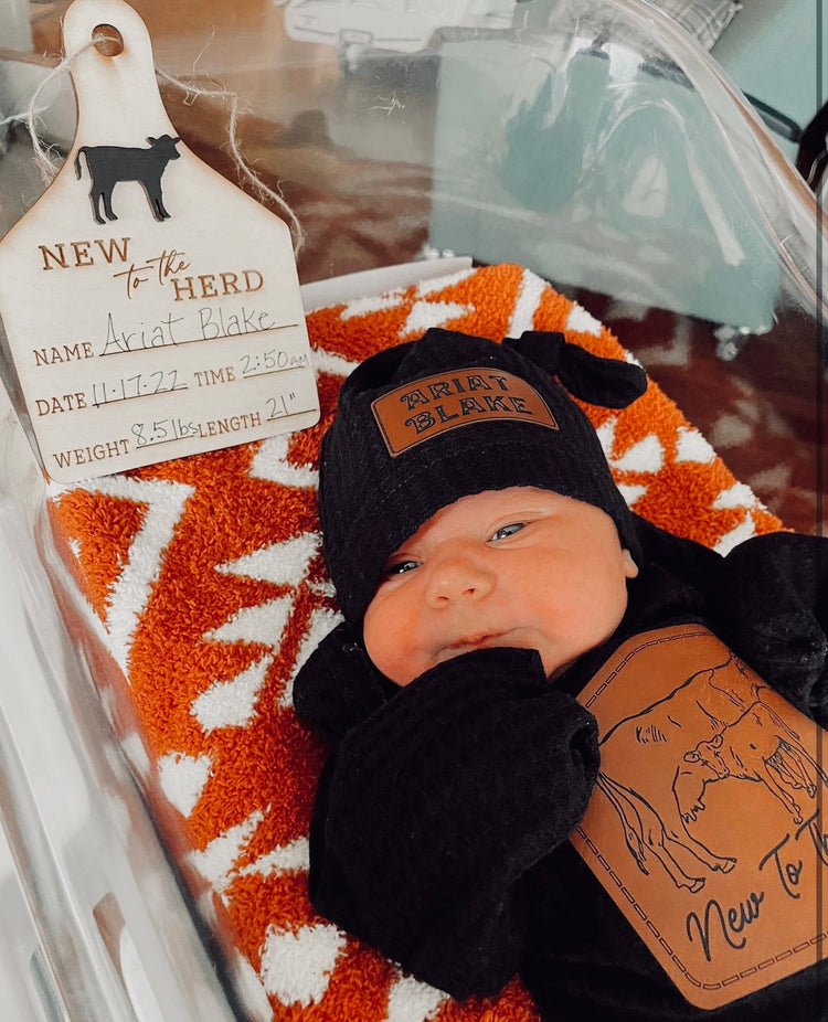 New To The Herd - Custom Leather Branded Newborn Set  - As Seen On Tik Tok