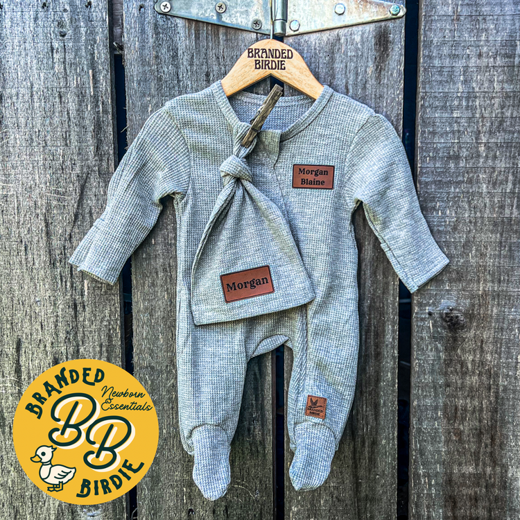 Custom Branded - Zippered Footie Sleeper Set - Classic Gray