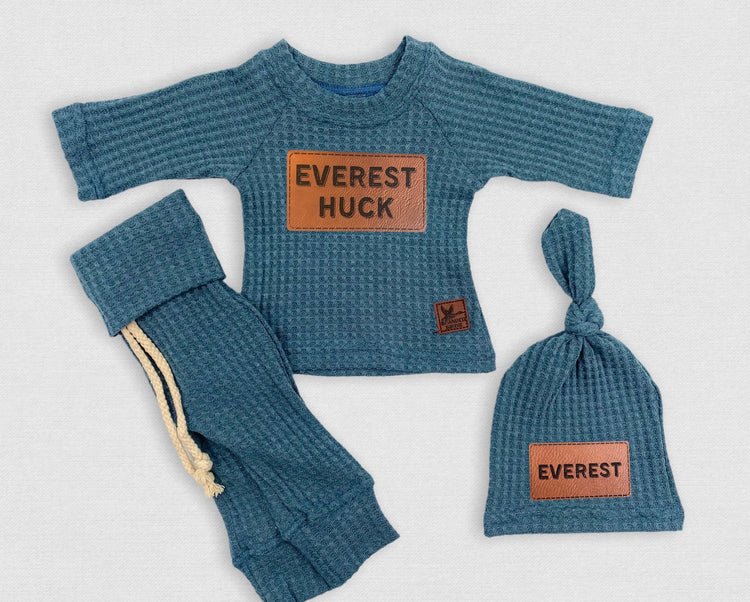 Custom Branded Newborn Shirt and Pant Set - Denim Pine - Branded Birdie