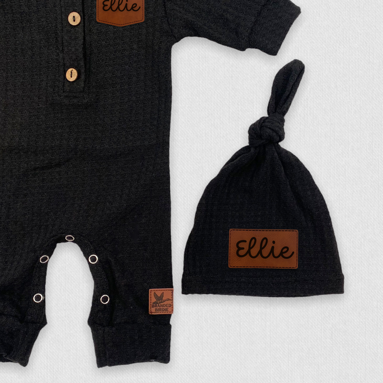 Custom Branded Newborn Sleeper Set  - Black - Branded Birdie