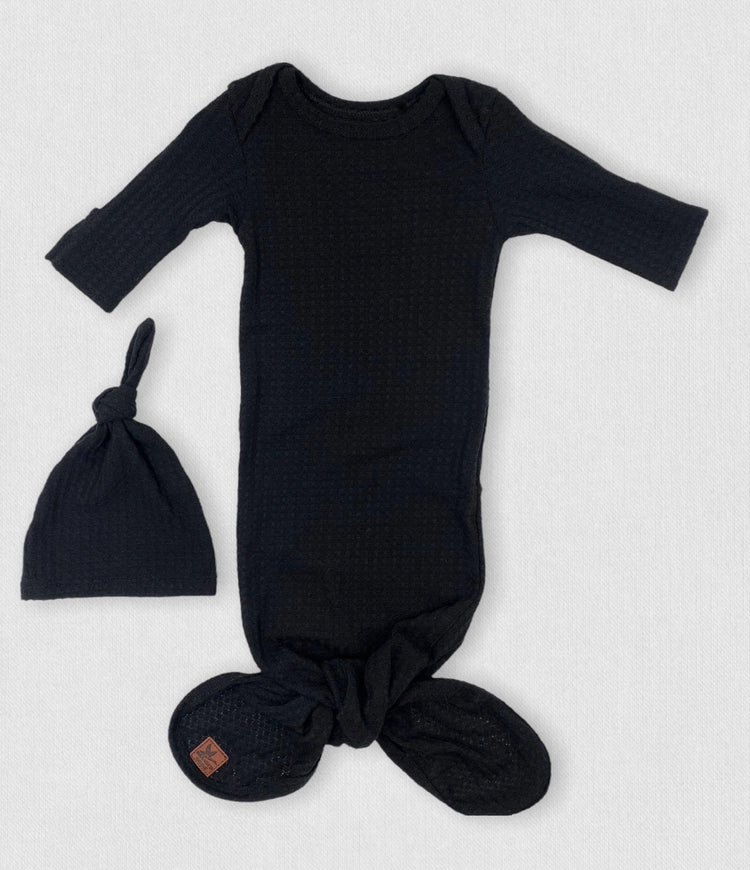 Basically Branded Newborn Knotted Gown Set - Black - Branded Birdie