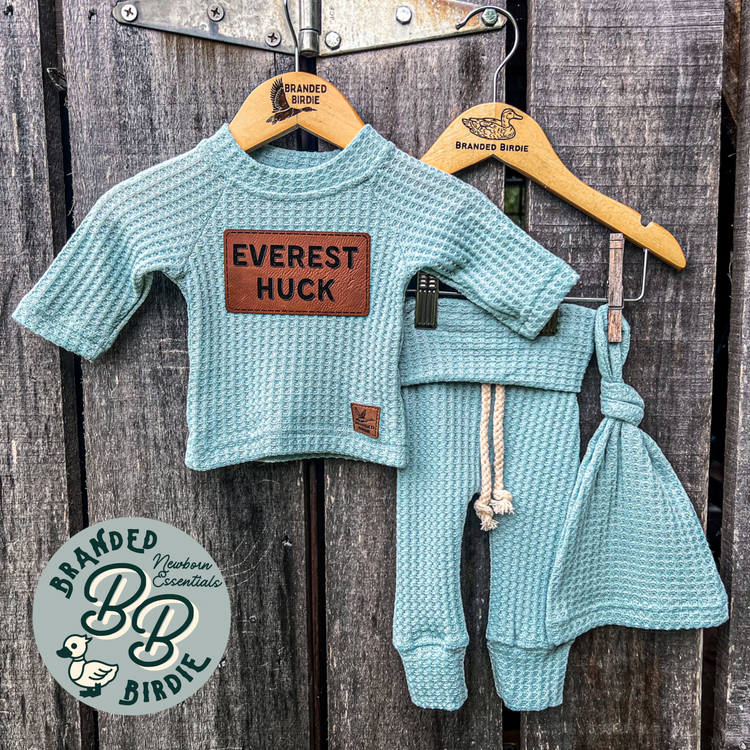 Custom Branded Newborn Shirt and Pant Set - Powder Blue