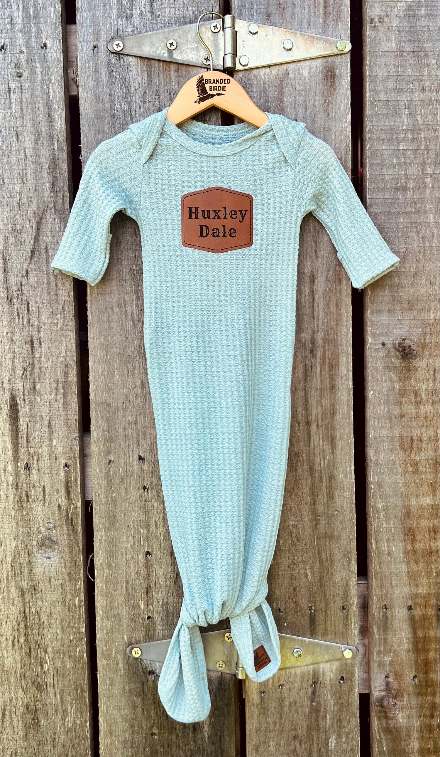 Custom Branded Newborn Knotted Gown Set - Powder Blue - Branded Birdie