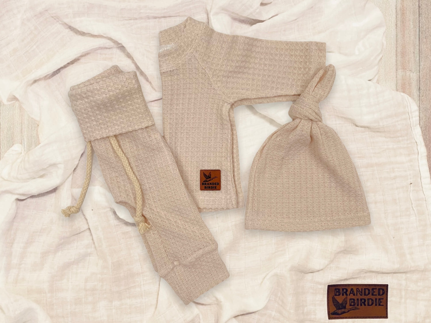 Basically Branded Newborn Shirt and Pant Set - Oatmeal Cream - Branded Birdie