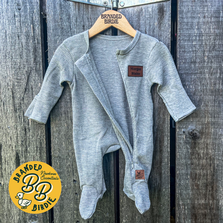 Custom Branded - Zippered Footie Sleeper Set - Classic Gray