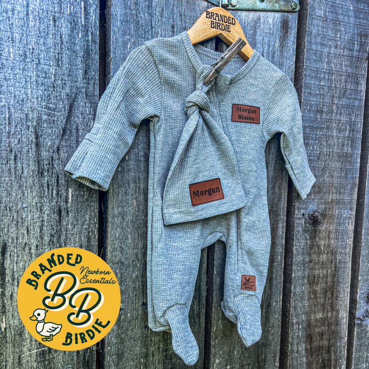 Custom Branded - Zippered Footie Sleeper Set - Classic Gray