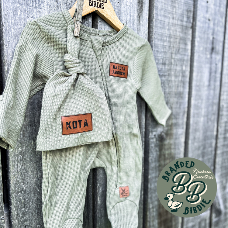 Custom Branded - Zippered Footie Sleeper Set - Olive Green