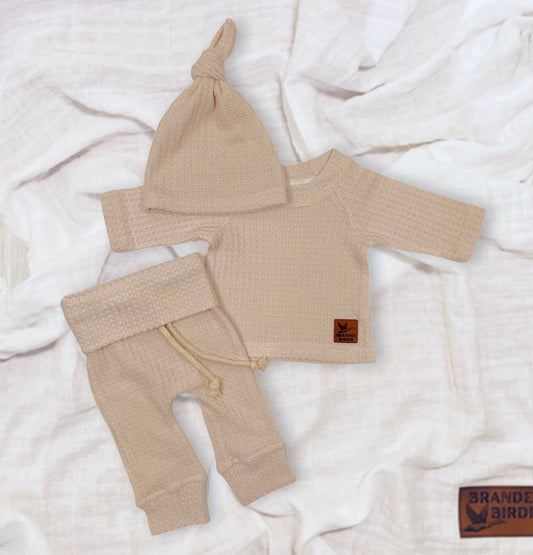 Basically Branded Newborn Shirt and Pant Set - Oatmeal Cream - Branded Birdie