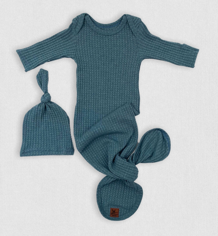 Basically Branded Newborn Knotted Gown Set - Denim Pine - Branded Birdie