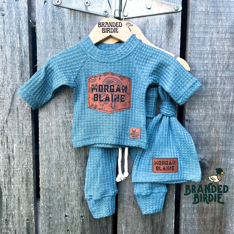 Western Pattern - Custom Branded Newborn - Denim Pine - As Seen On Tik Tok