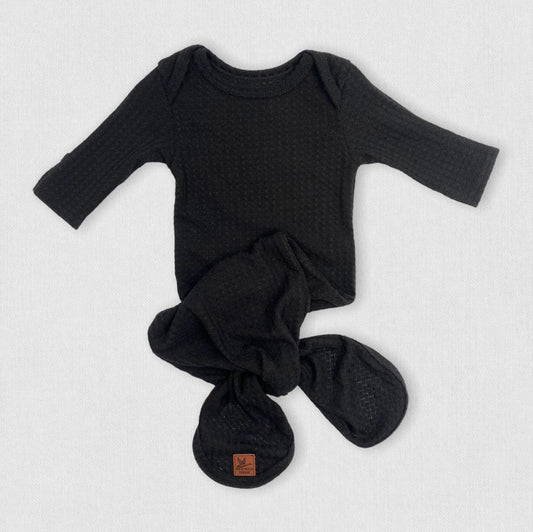 Basically Branded Newborn Knotted Gown Set - Black - Branded Birdie