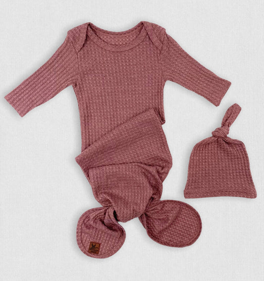 Basically Branded Newborn Knotted Gown Set - Rosewood Pink - Branded Birdie