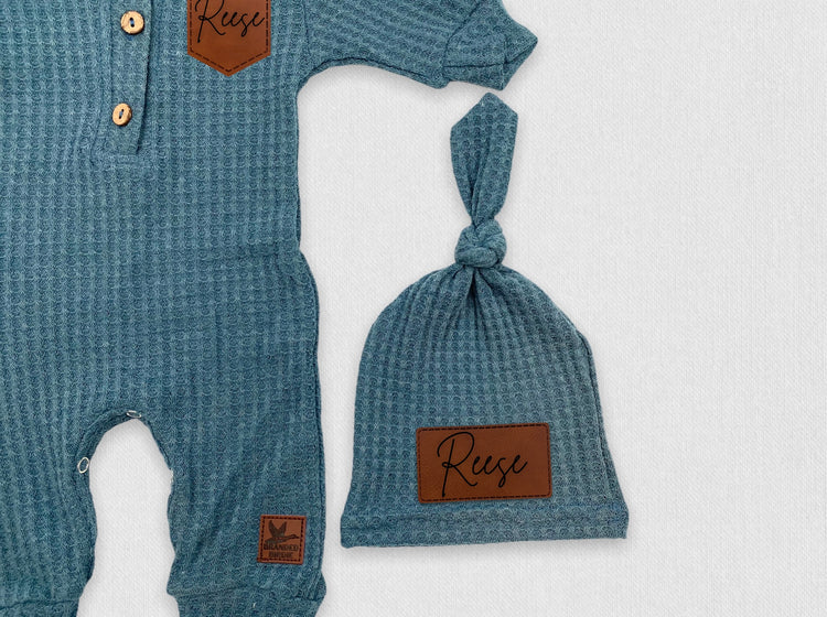 Custom Branded Newborn Sleeper Set  - Denim Pine - Branded Birdie